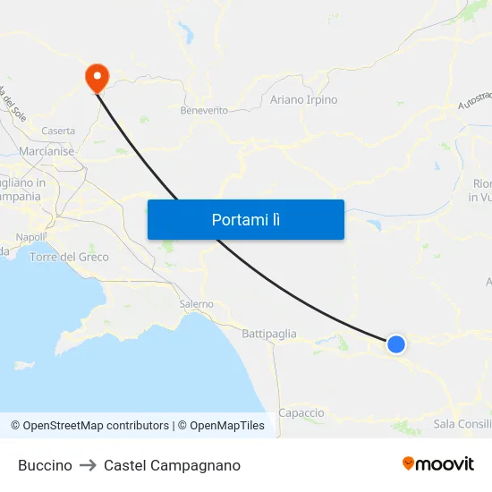 Buccino to Castel Campagnano map
