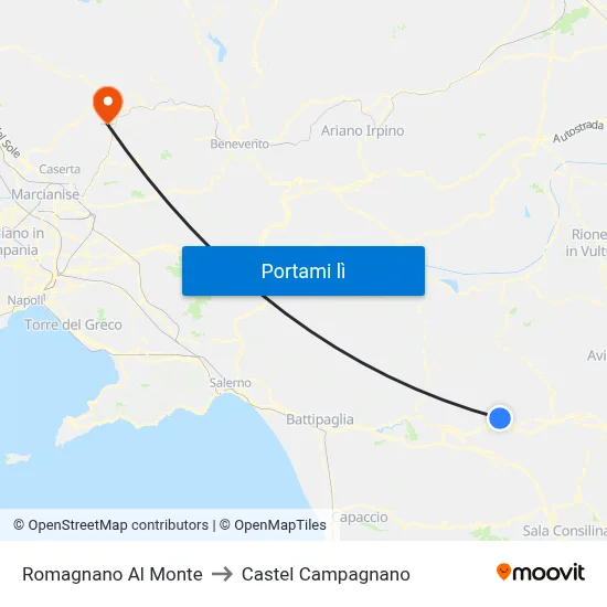 Romagnano Al Monte to Castel Campagnano map