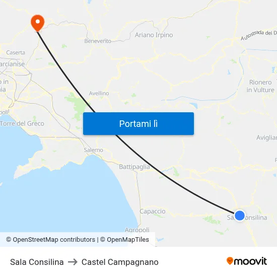 Sala Consilina to Castel Campagnano map