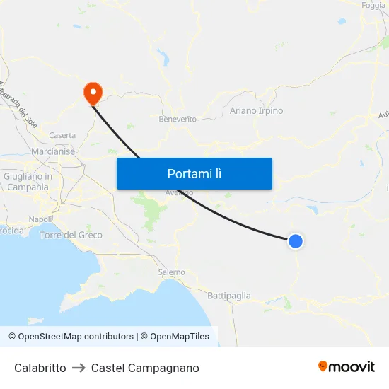 Calabritto to Castel Campagnano map