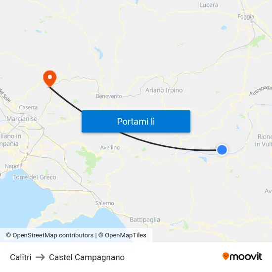 Calitri to Castel Campagnano map