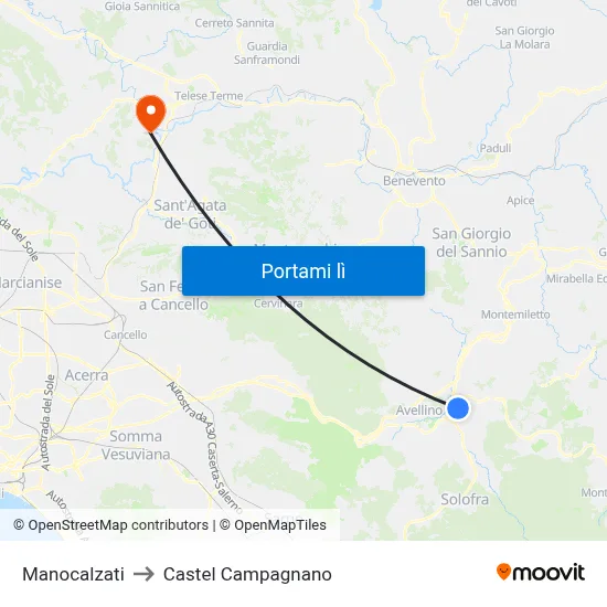 Manocalzati to Castel Campagnano map