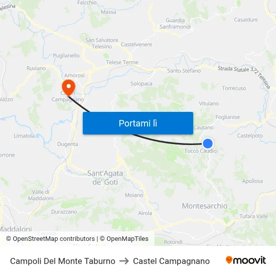 Campoli Del Monte Taburno to Castel Campagnano map