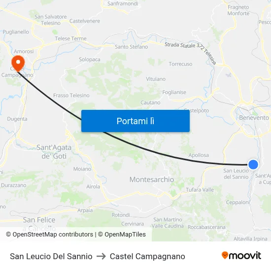 San Leucio Del Sannio to Castel Campagnano map