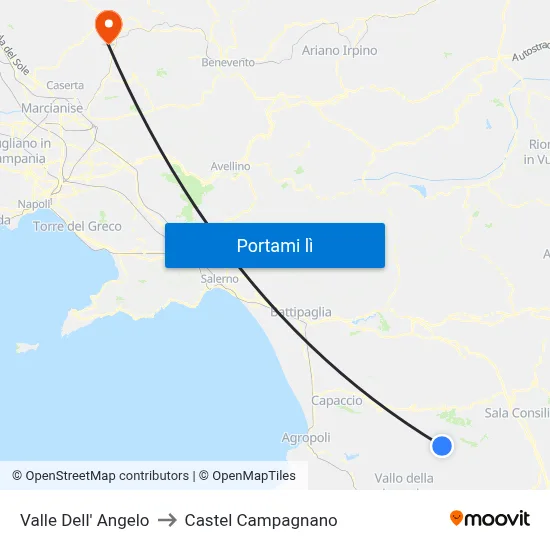 Valle Dell' Angelo to Castel Campagnano map
