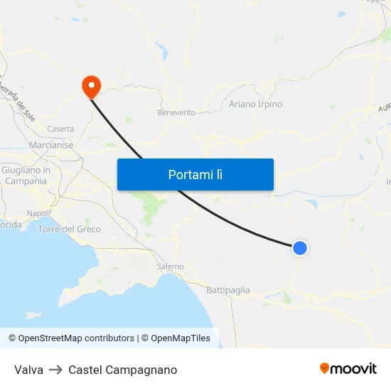 Valva to Castel Campagnano map