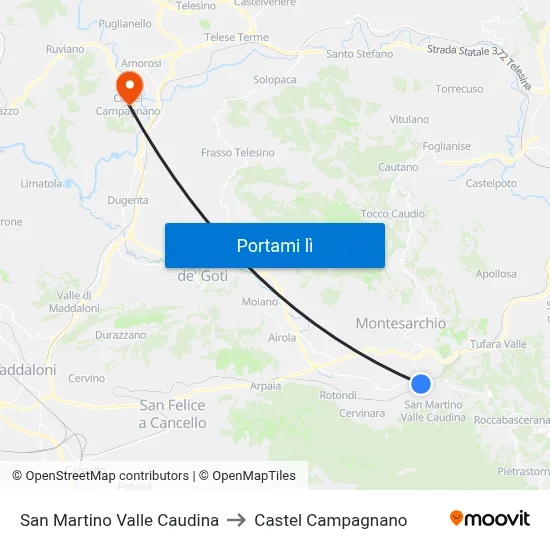 San Martino Valle Caudina to Castel Campagnano map
