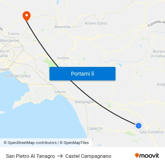 San Pietro Al Tanagro to Castel Campagnano map