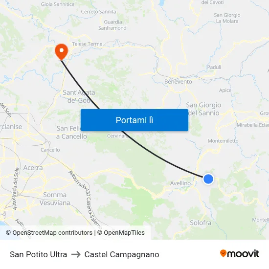 San Potito Ultra to Castel Campagnano map