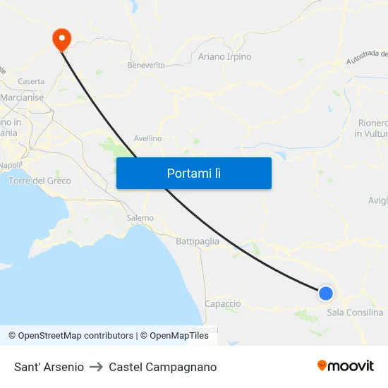 Sant' Arsenio to Castel Campagnano map