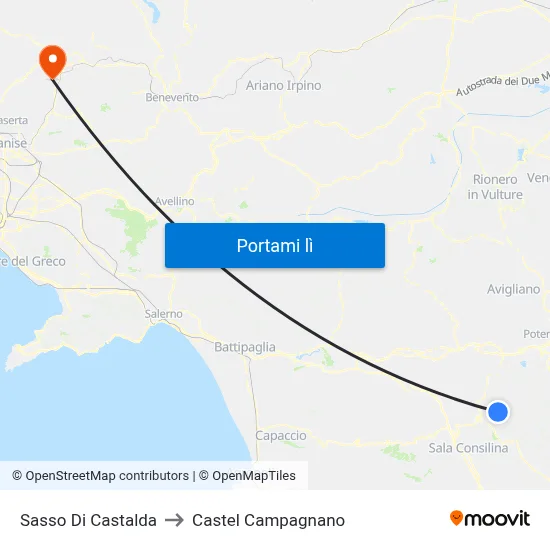 Sasso Di Castalda to Castel Campagnano map