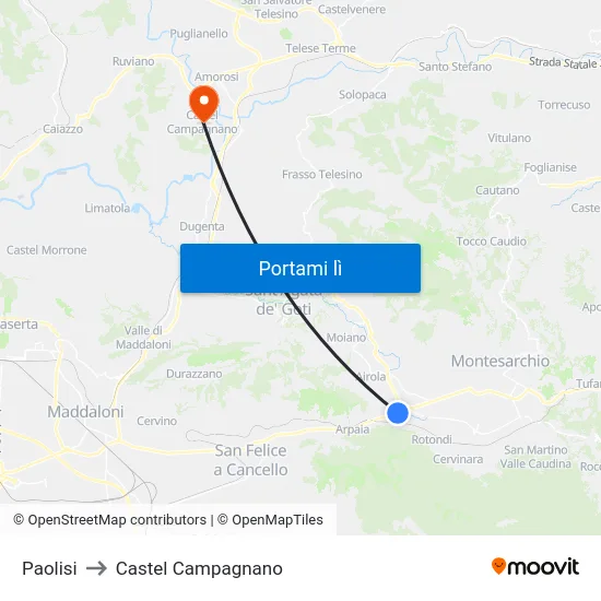 Paolisi to Castel Campagnano map