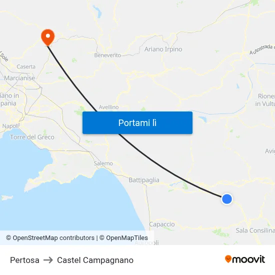 Pertosa to Castel Campagnano map