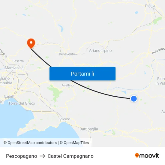 Pescopagano to Castel Campagnano map
