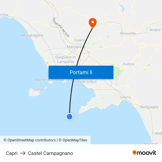Capri to Castel Campagnano map