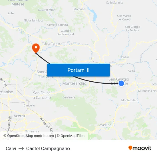 Calvi to Castel Campagnano map