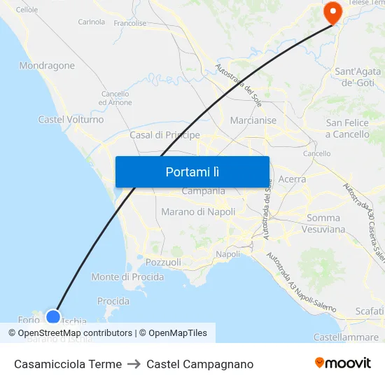 Casamicciola Terme to Castel Campagnano map