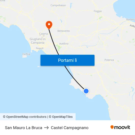 San Mauro La Bruca to Castel Campagnano map