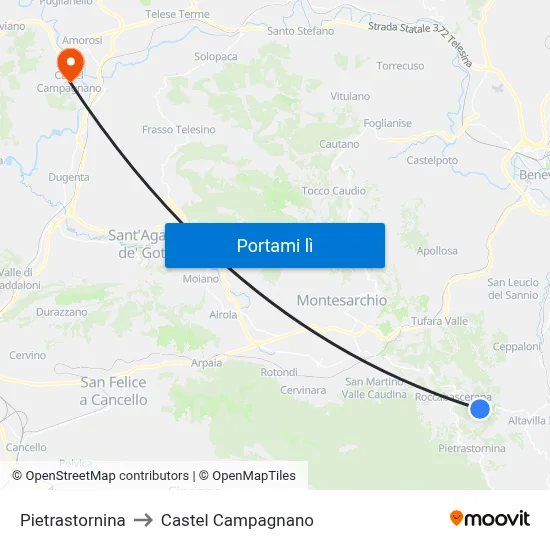 Pietrastornina to Castel Campagnano map