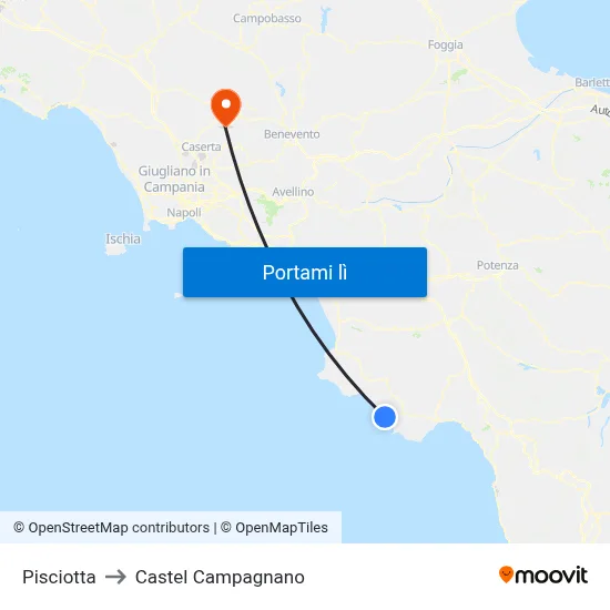Pisciotta to Castel Campagnano map