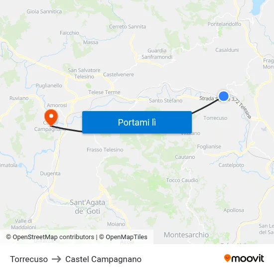 Torrecuso to Castel Campagnano map