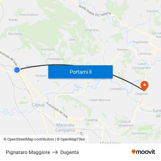 Pignataro Maggiore to Dugenta map