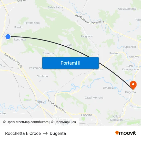 Rocchetta E Croce to Dugenta map