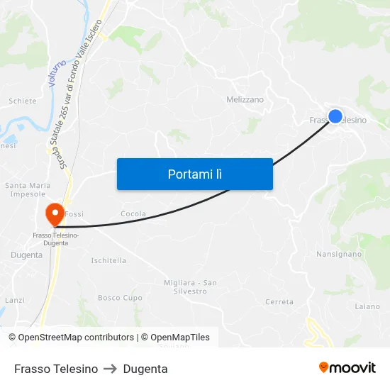 Frasso Telesino to Dugenta map