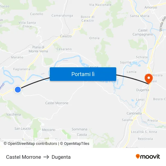 Castel Morrone to Dugenta map