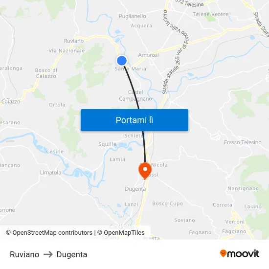 Ruviano to Dugenta map