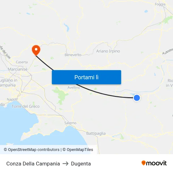 Conza Della Campania to Dugenta map