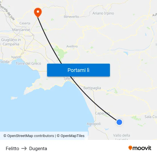 Felitto to Dugenta map