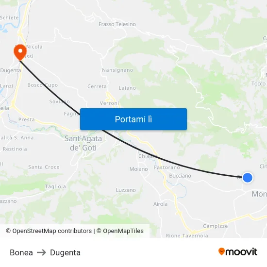 Bonea to Dugenta map