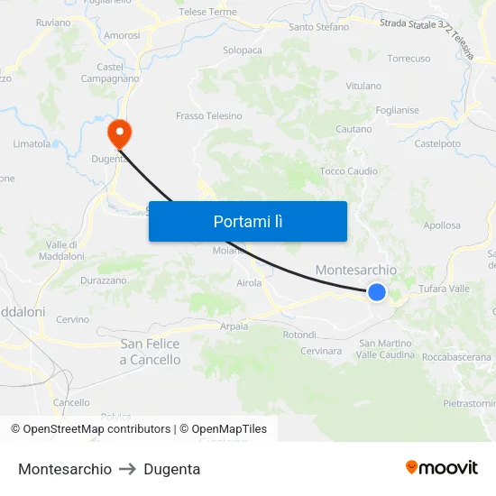 Montesarchio to Dugenta map
