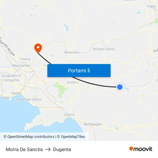Morra De Sanctis to Dugenta map