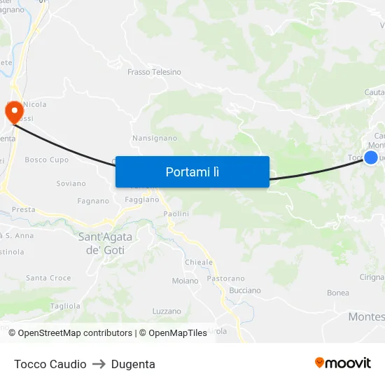 Tocco Caudio to Dugenta map