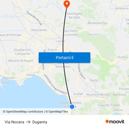 Via Nocera to Dugenta map