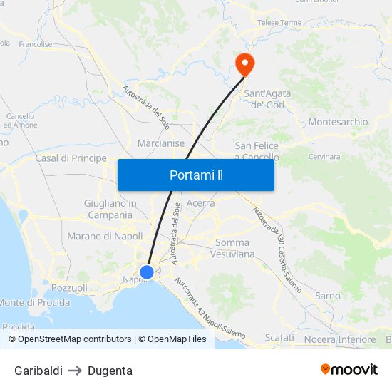 Garibaldi to Dugenta map