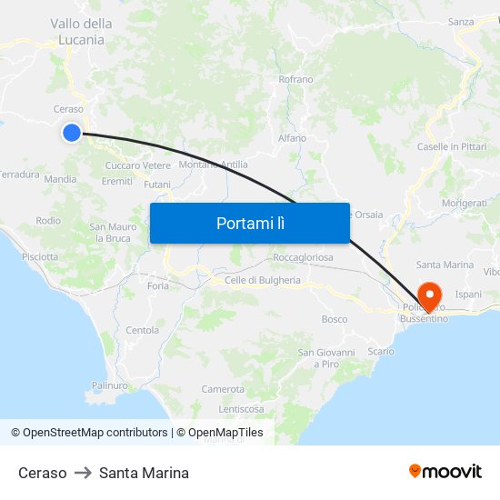 Ceraso to Santa Marina map
