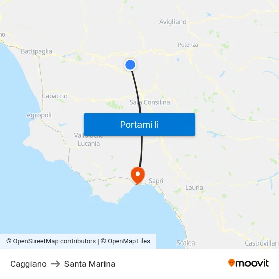 Caggiano to Santa Marina map