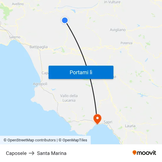 Caposele to Santa Marina map