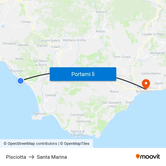 Pisciotta to Santa Marina map