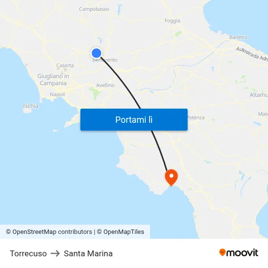 Torrecuso to Santa Marina map