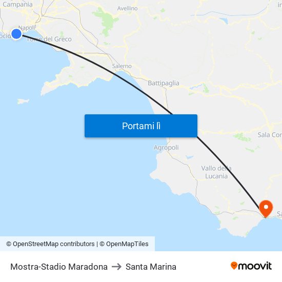 Mostra-Stadio Maradona to Santa Marina map