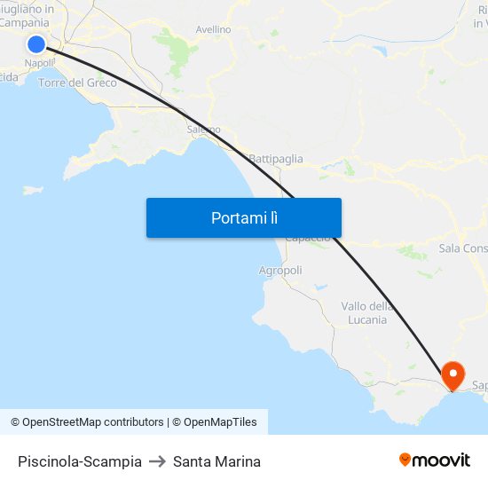 Piscinola-Scampia to Santa Marina map