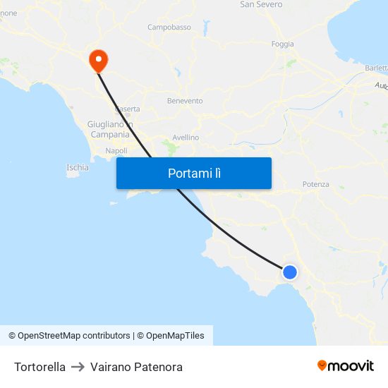 Tortorella to Vairano Patenora map