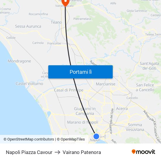 Napoli Piazza Cavour to Vairano Patenora map