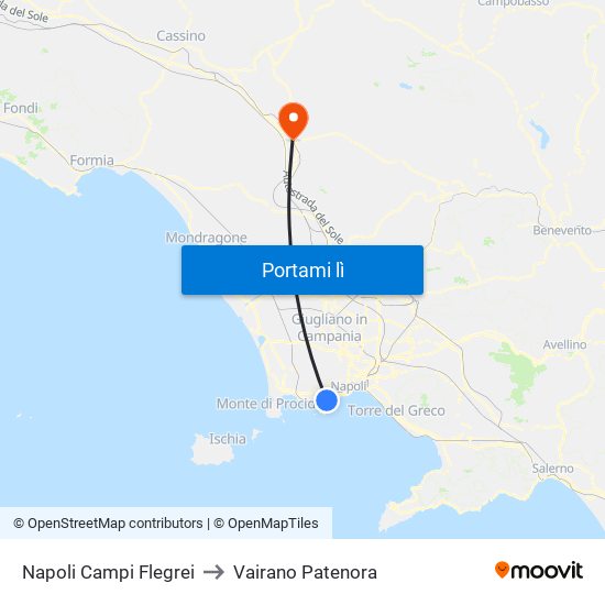 Napoli Campi Flegrei to Vairano Patenora map