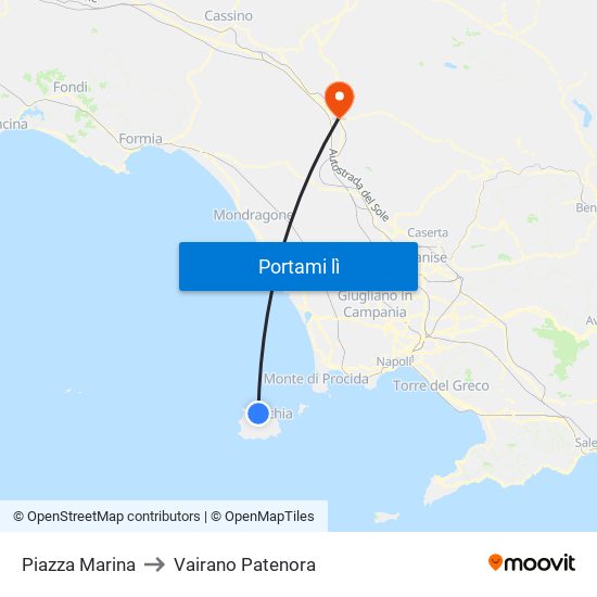 Piazza Marina to Vairano Patenora map