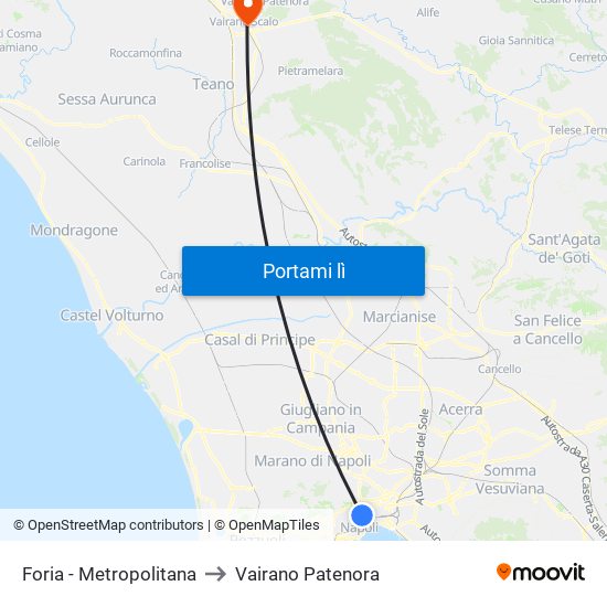 Foria - Metropolitana to Vairano Patenora map